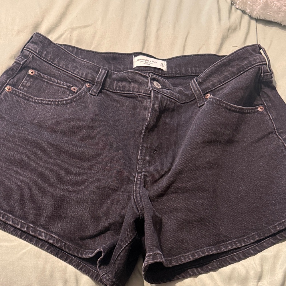 Abercrombie & Fitch Black Denim High-Rise Jean Shorts